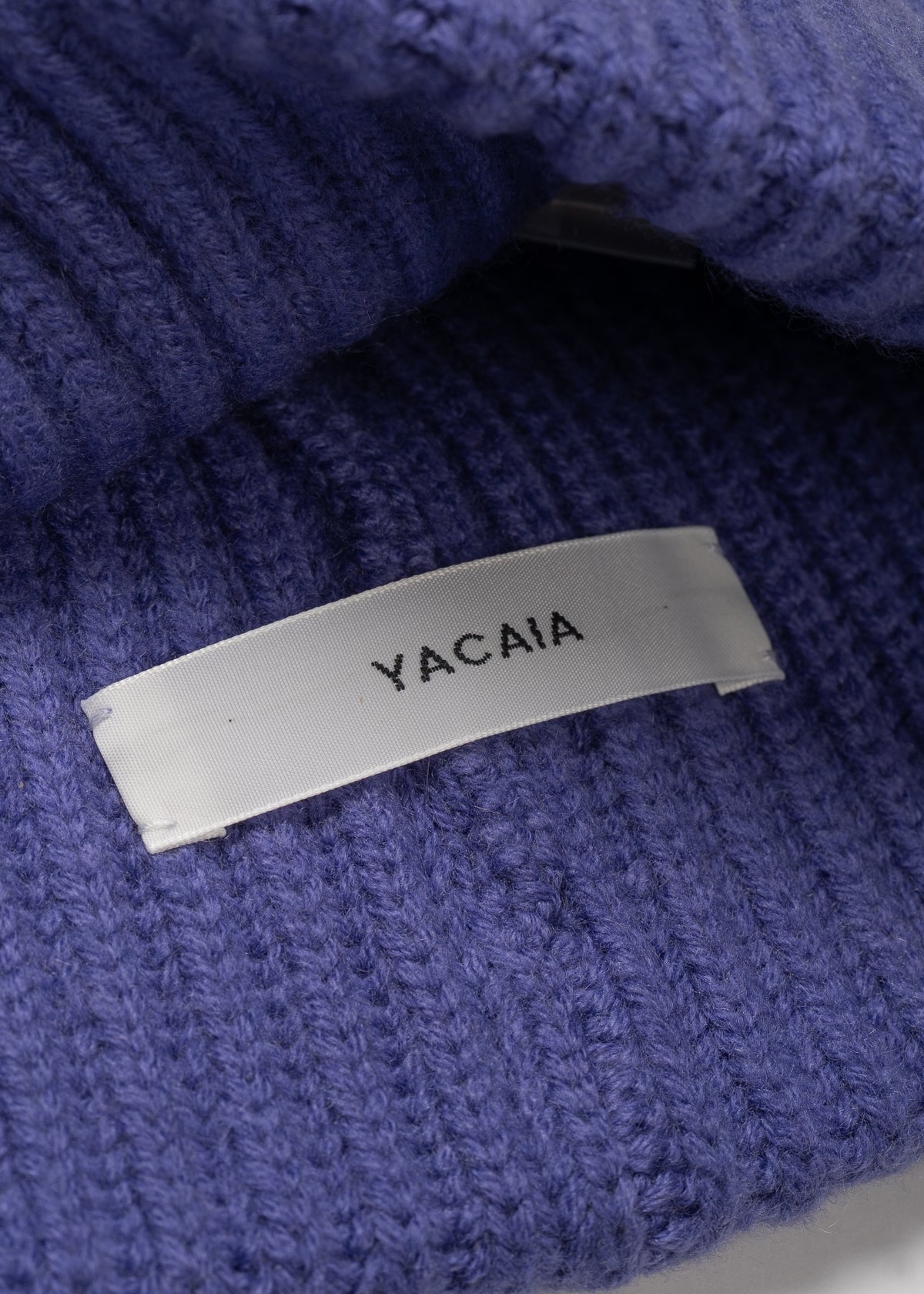Y-0004 Merino/Cashmere Beanie - Purple , Yacaia_Y-0004_Purple_Flatlay_label