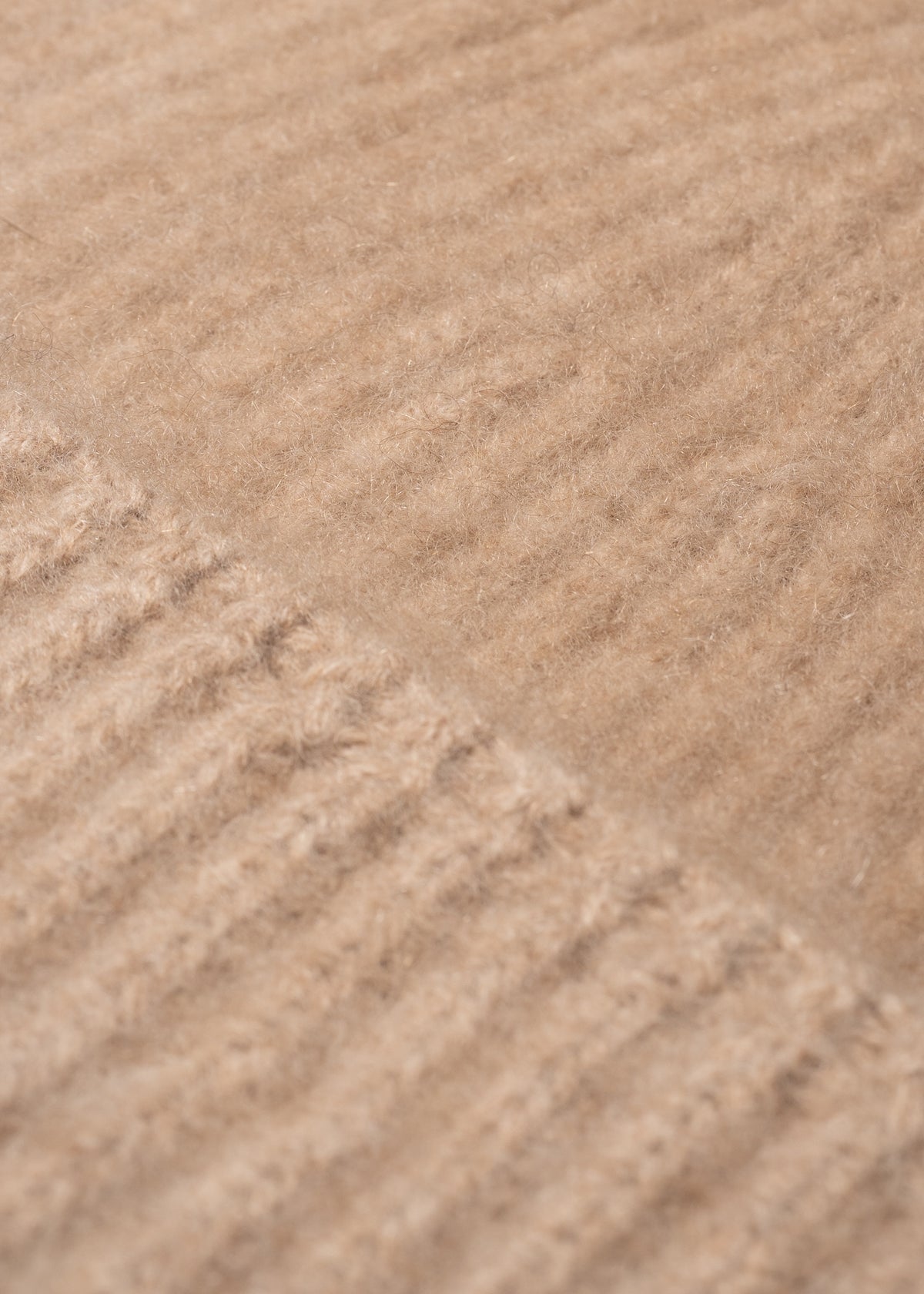 Y-0005 Brushed Cashmere Beanie - Camel , Yacaia_Y-0005_Camel_Brushed_Zoom