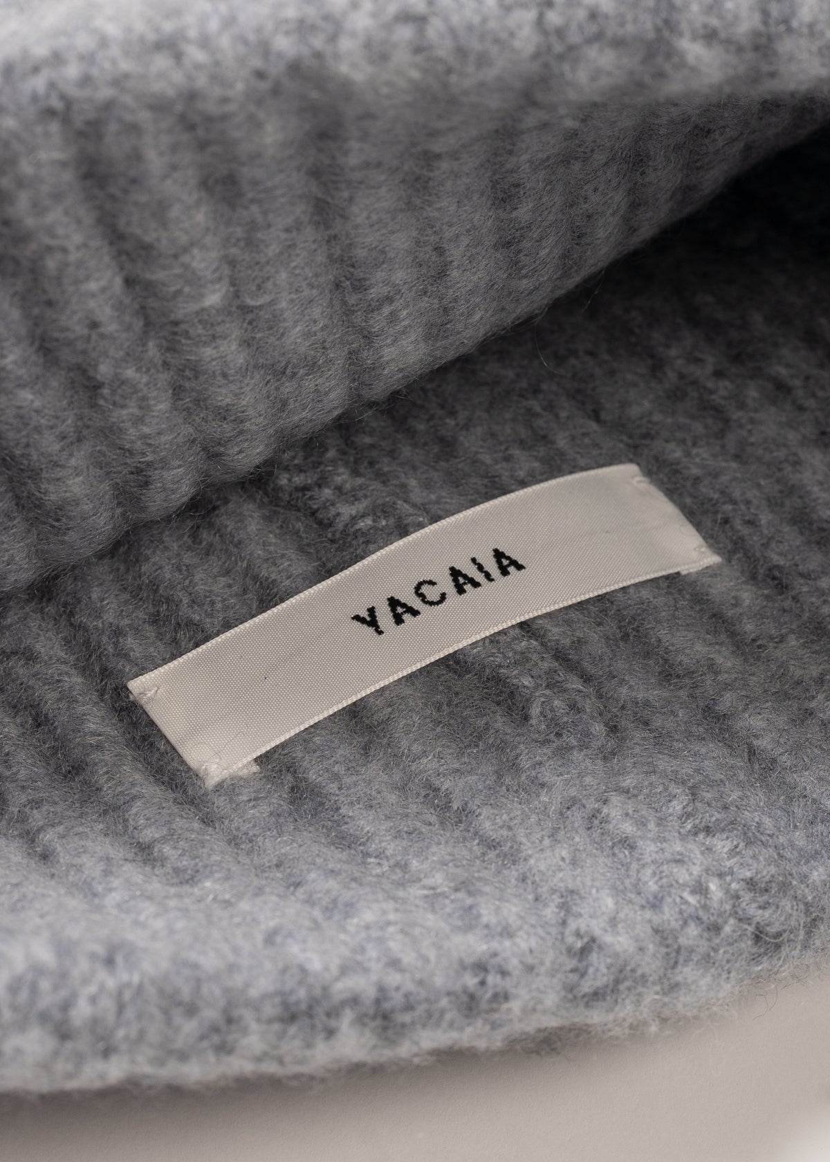 Y-0005 Brushed Cashmere Beanie - Grey , Yacaia_Y-0005_Grey_Brushed_Label