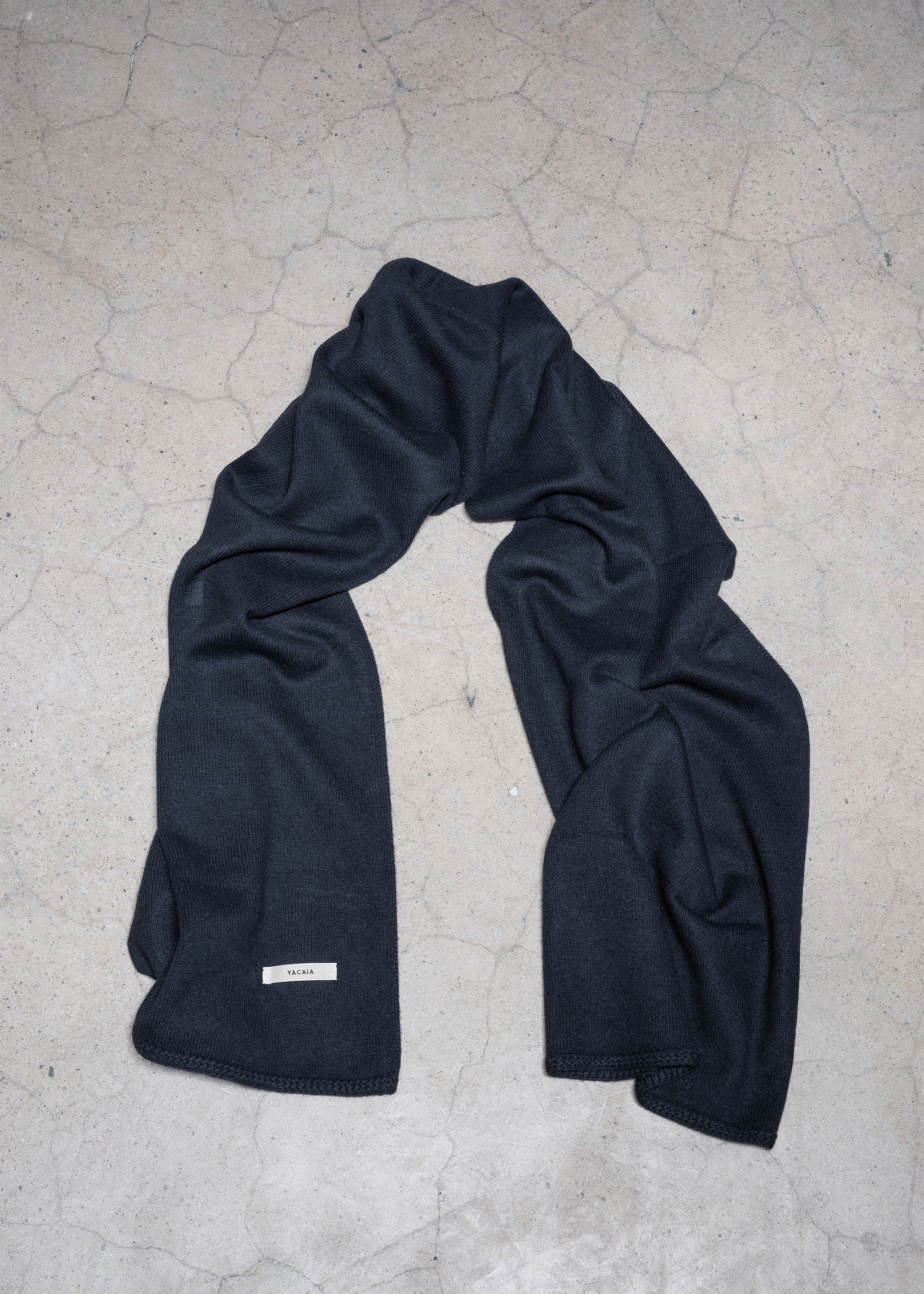 Yacaia Y-0012 Knitted Merino Cashmere Scarf - Navy | Headwear