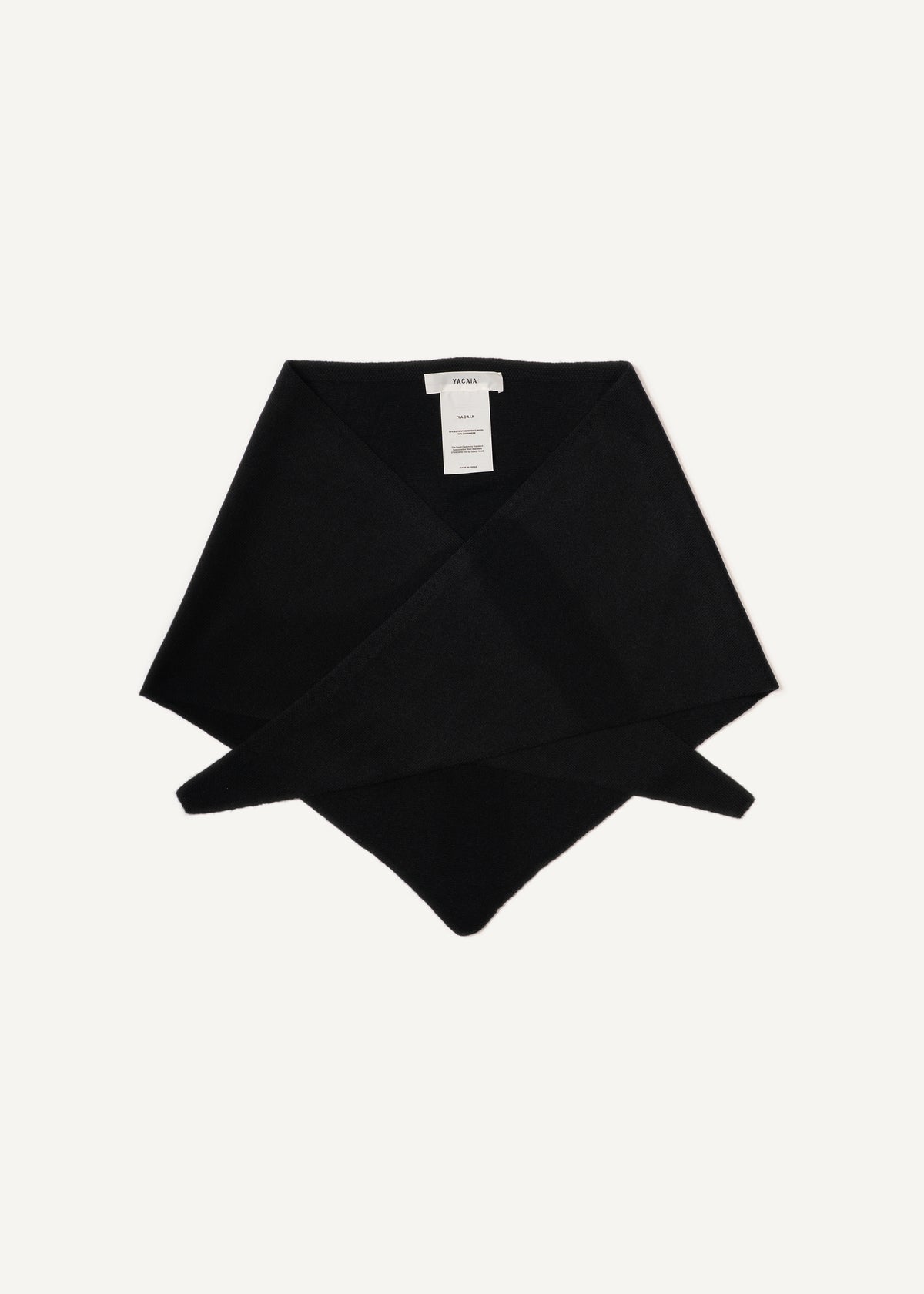 Y-0022 Triangle Merino/Cashmere Scarf - Black , Yacaia_Y-0022_Black_Flatlay_01_7937f64d-af3c-46da-ad2a-152edf5ad67b