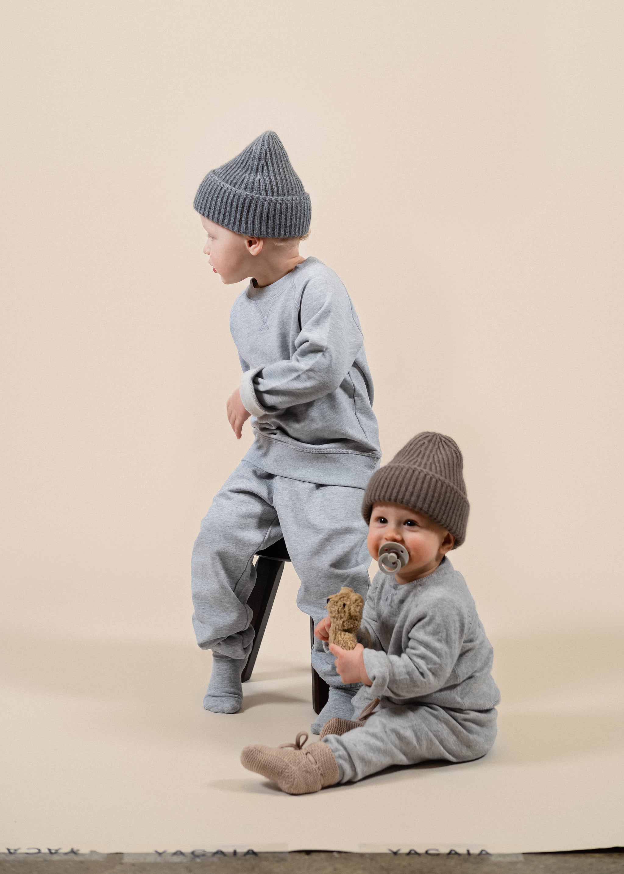 Y-0006 Cashmere Blend Kids Beanie - Grey