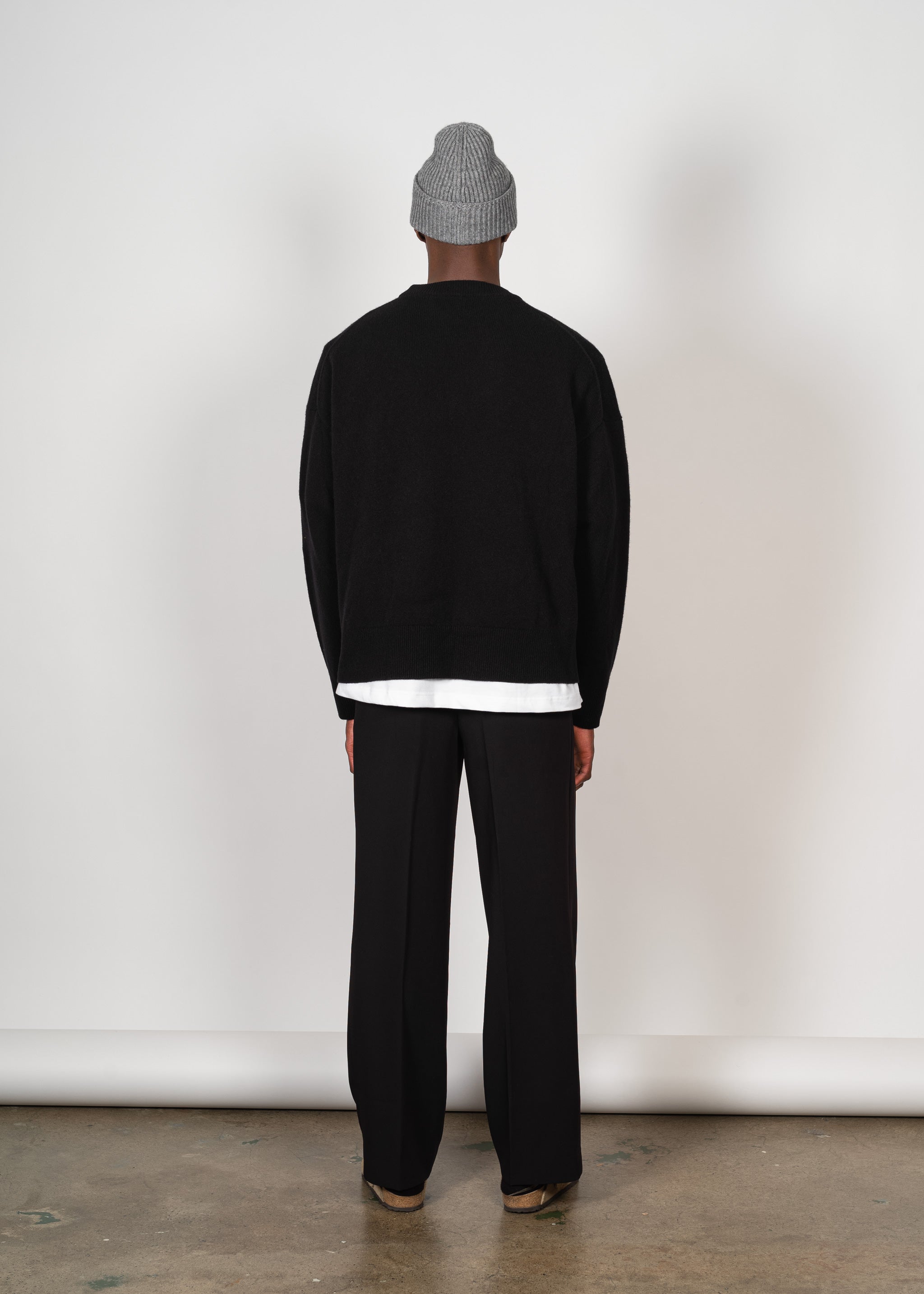 Yacaia Y-0008 Oversized Cashmere Blend Sweater - Black
