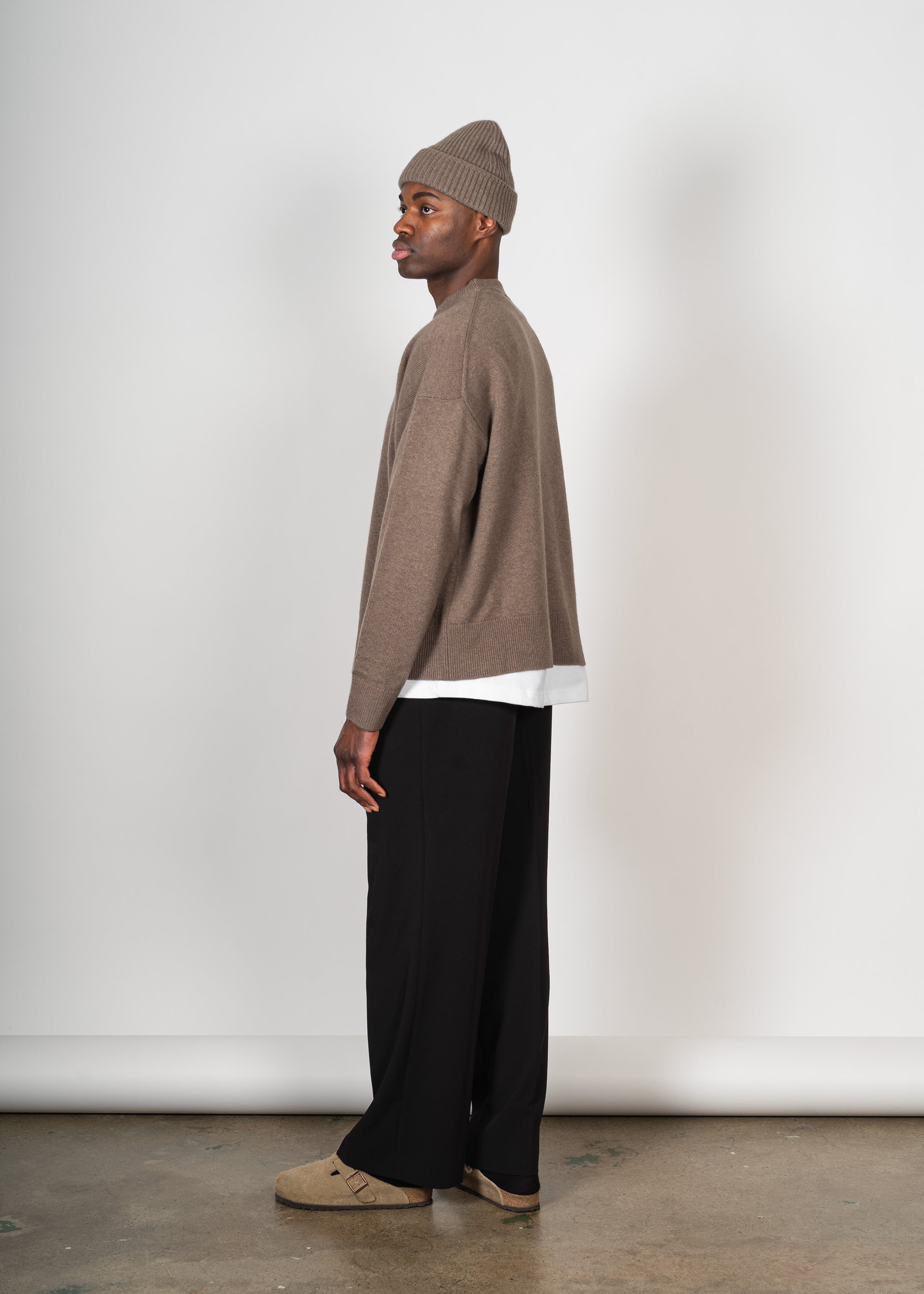 Yacaia Y-0008 Oversized Cashmere Blend Sweater - Brown