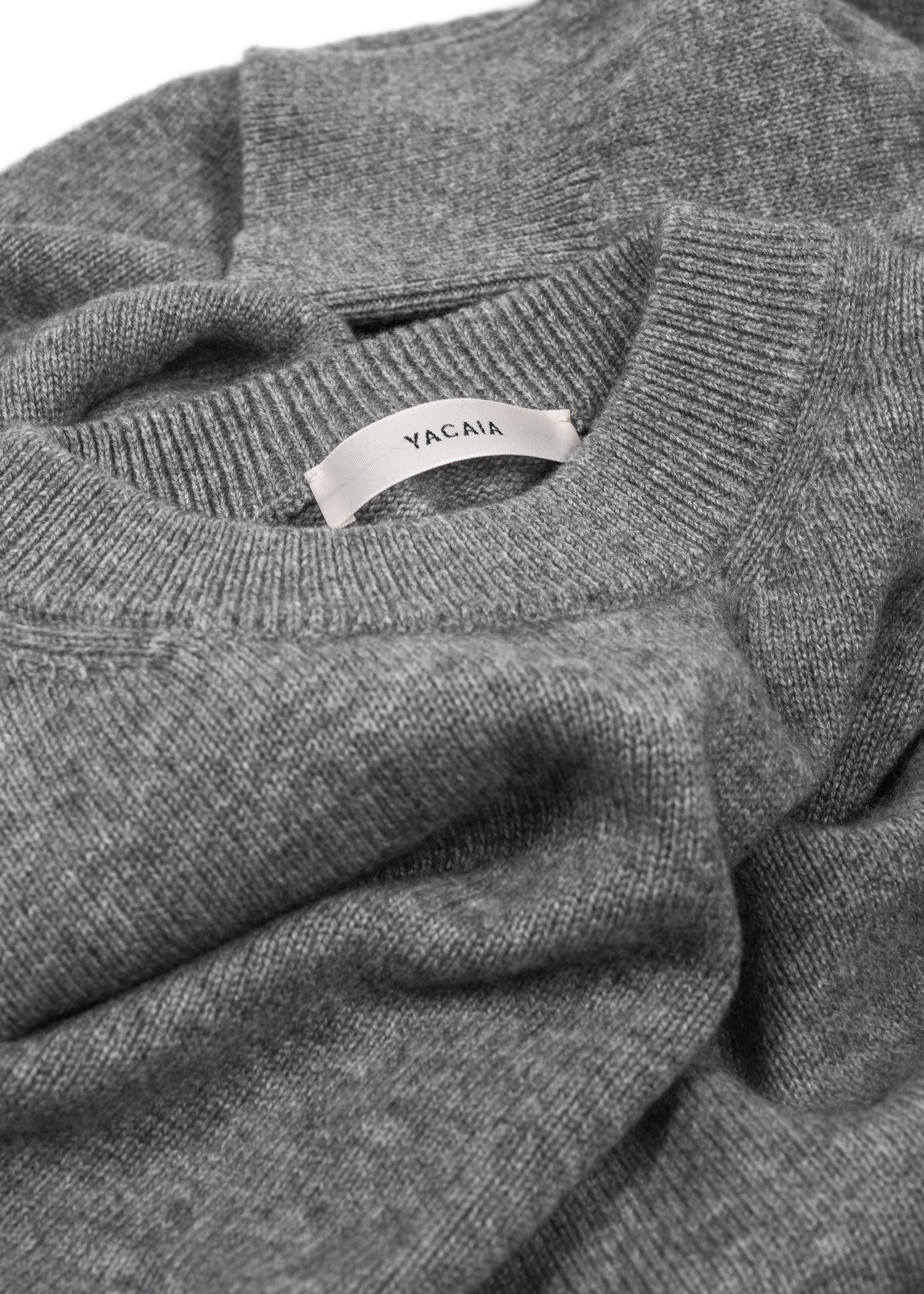 Yacaia Y-0008 Oversized Cashmere Blend Sweater - Grey