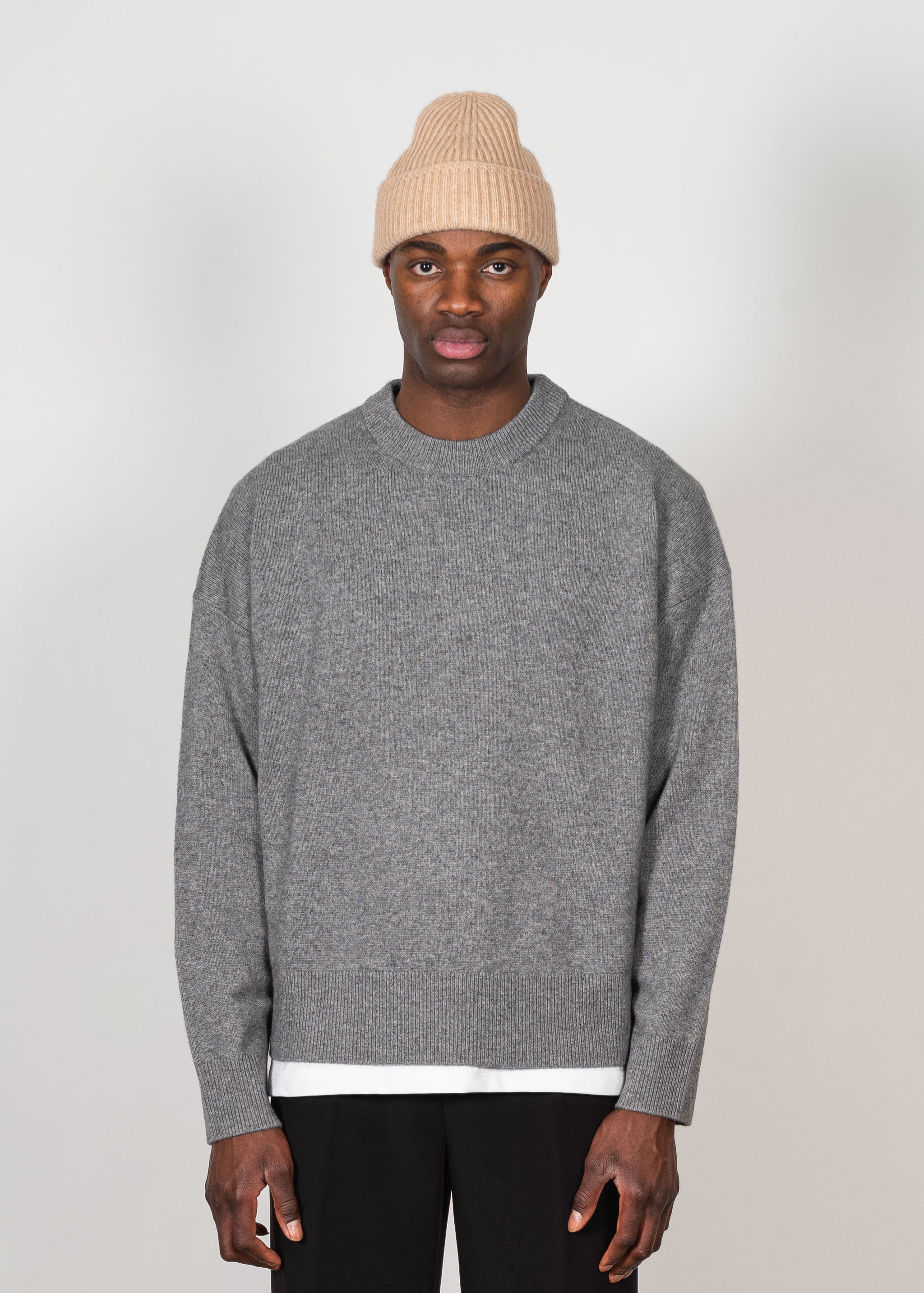 Yacaia - Y-0008 Oversized Cashmere Blend Sweater - Grey